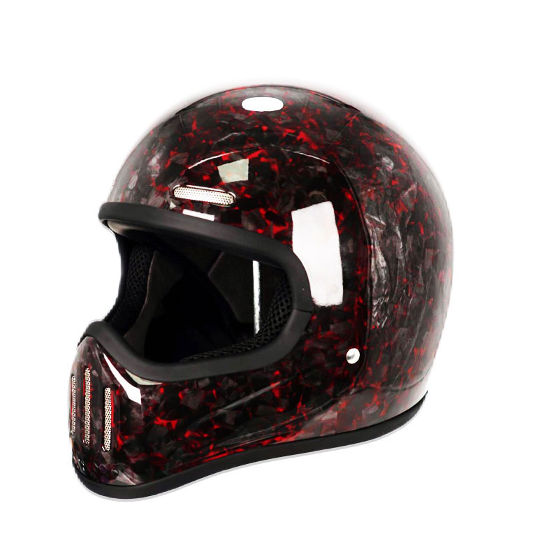Carbon Fiber Lightweight Motorcycle Helmet - Yeni Retro Karbon Fiber Tam Yüz