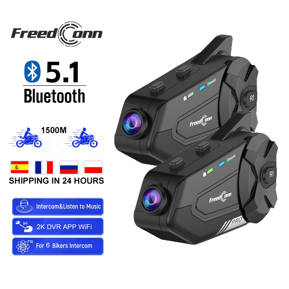 Universal Motorcycle Helmet Intercom Headset - Freedconn Motosiklet İnterkomu Otomatik DVR Kask