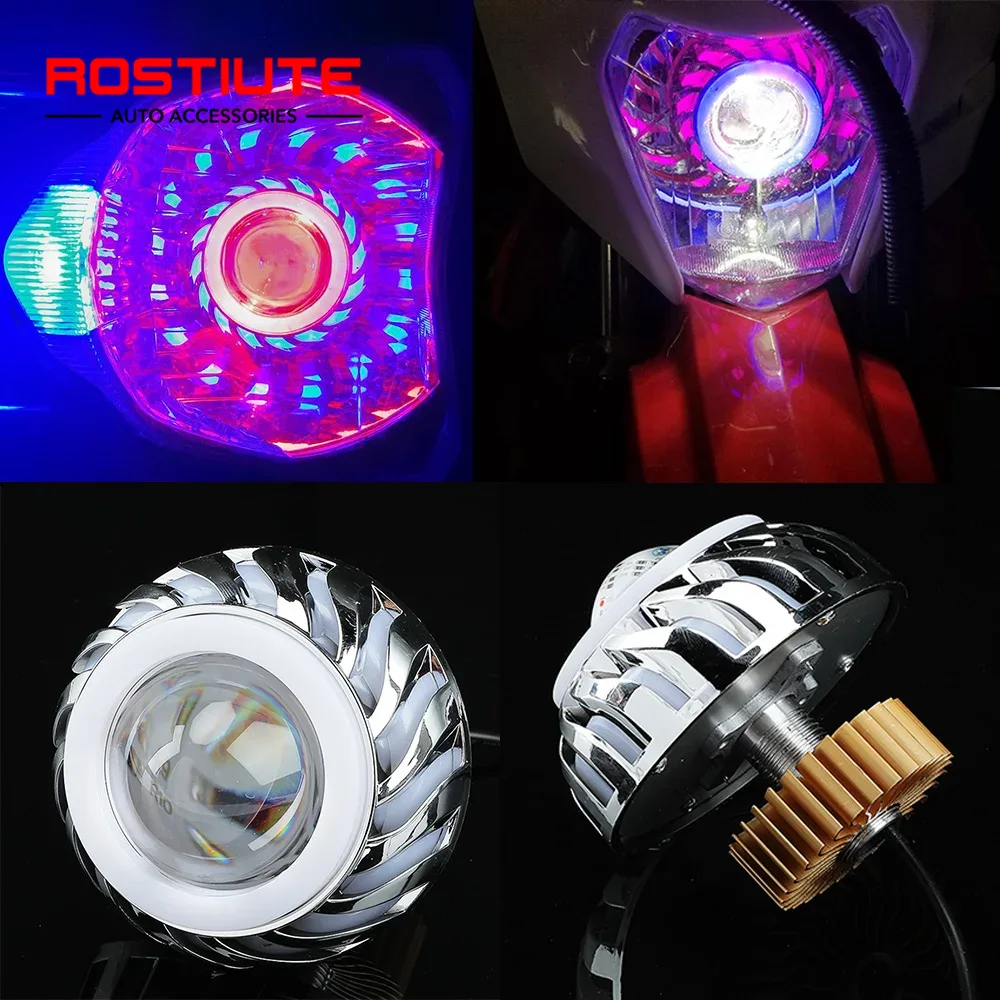 Universal Motorcycle Led Headlight Projector - Yüksek/Düşük Işın Çift Melek Gözler Motosiklet