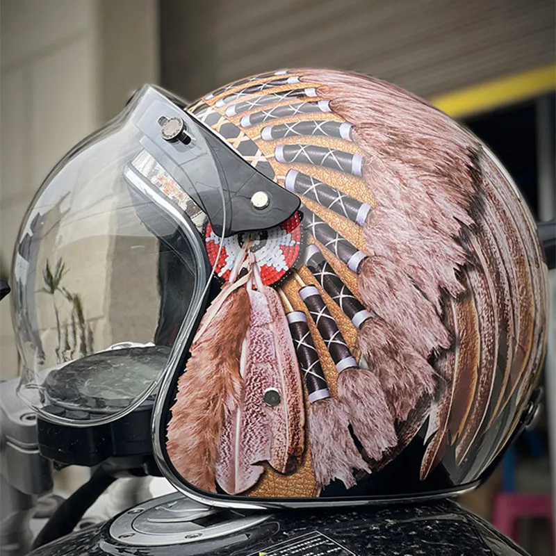 Vintage Open Face Retro Helmet - 2025 Yeni Retro Vintage Açık Yüz