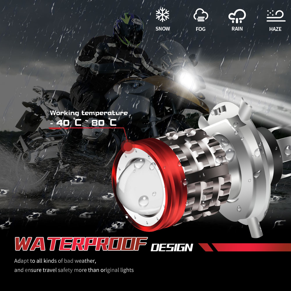 Universal Motorcycle Led Headlight Projector - Evrensel H4 LED motosiklet far BA20D