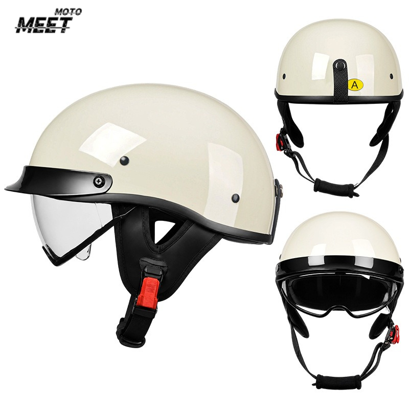 Vintage Open Face Retro Helmet - Vintage Açık Yüz Motosiklet Kaskı, Retro