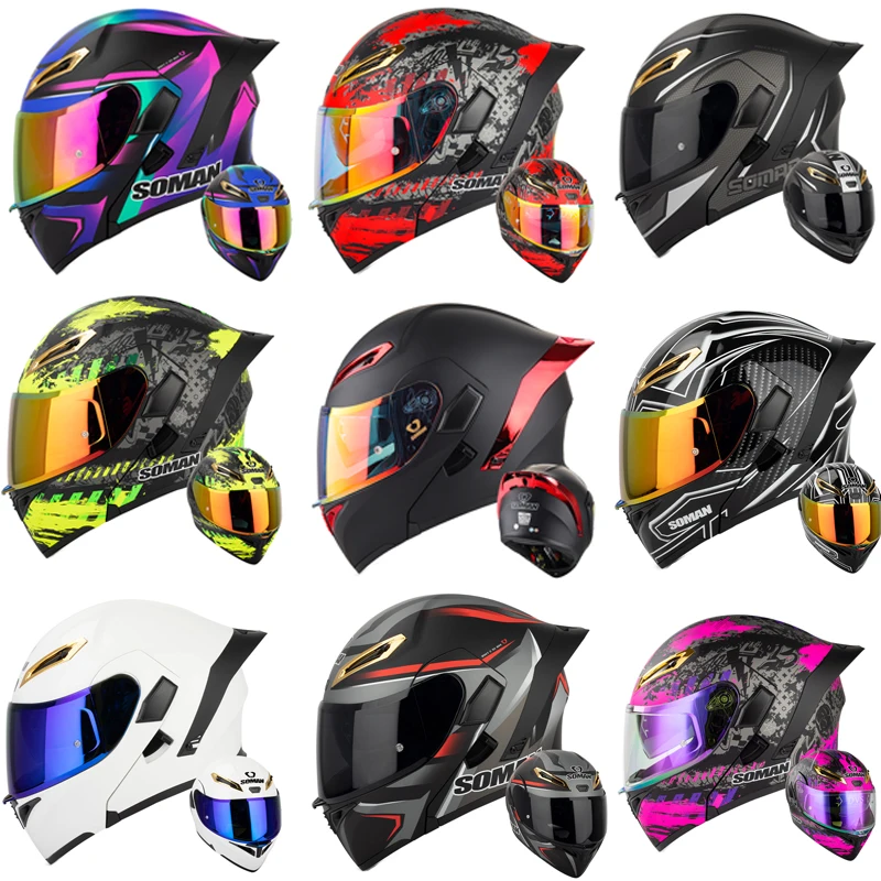 SOMAN tam yüz kask çift Lens y - Dual Visor Motorcycle Racing Helmet incelemesi ve fiyatı