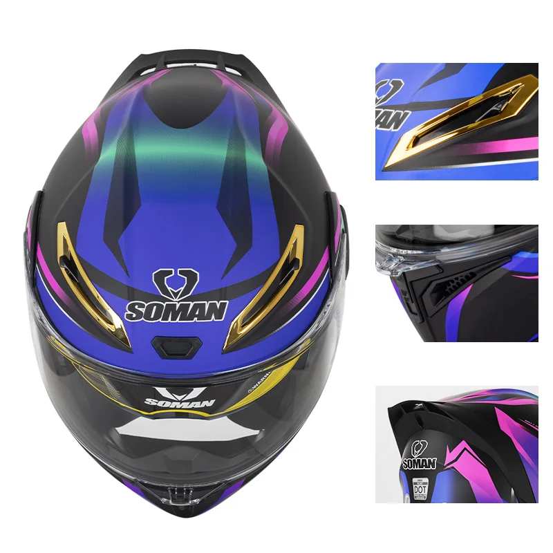 SOMAN tam yüz kask çift Lens y - Dual Visor Motorcycle Racing Helmet incelemesi ve fiyatı
